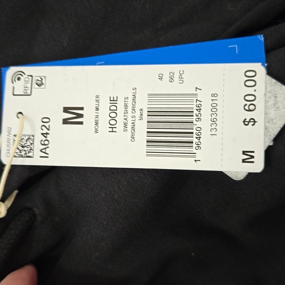 NWT Women's Adidas IA6420 Trefoil Logo Black Fleece Lined Hoodie - Picture 10 of 10